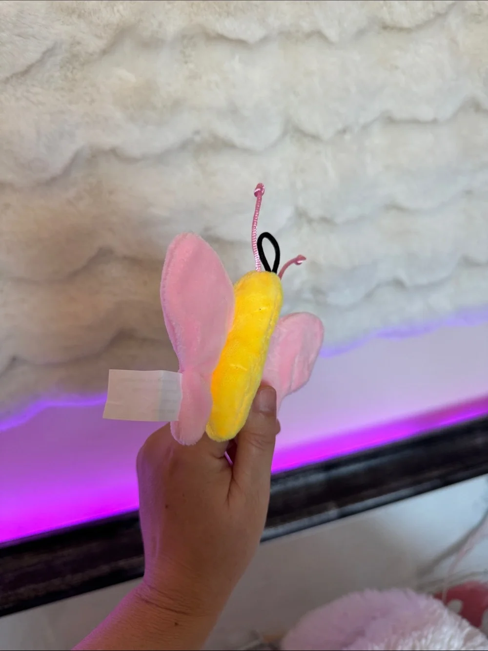Plush Butterfly Cat Toy - Pink & Yellow